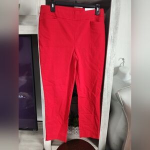 Chico's Bright Red Pull-On Straight Leg Pants Women's SZ 8R